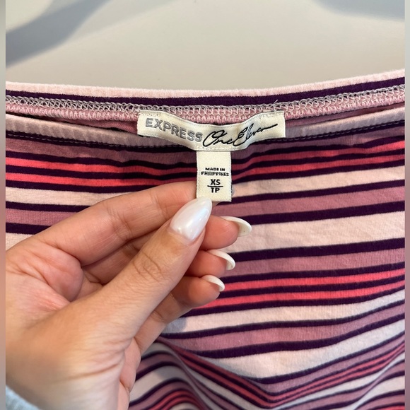 Express off the shoulder striped bodysuit - Picture 3 of 7